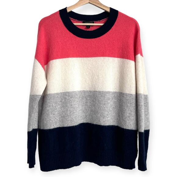 Charter Club Luxury 100% Cashmere Striped Color Block Sweater Women's Size XL - Picture 1 of 7